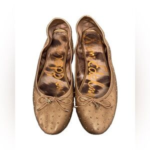 Sam Edelman “Frankie” Gold Studded Leather Ballet Flats Women’s 7.5